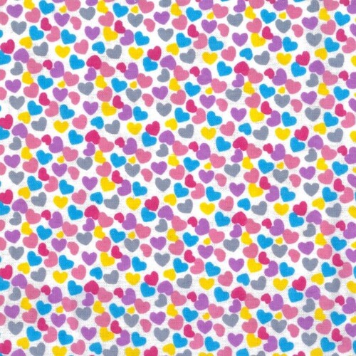Wincyette Brushed Cotton Flannel Packed Rainbow Hearts 30440-15