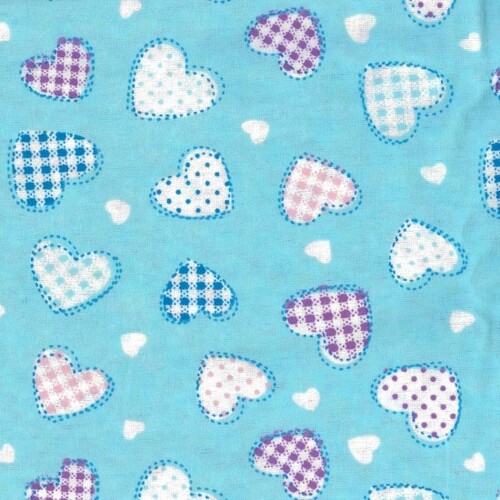 Wincyette Brushed Cotton Flannel Hearts Blue 30440-14