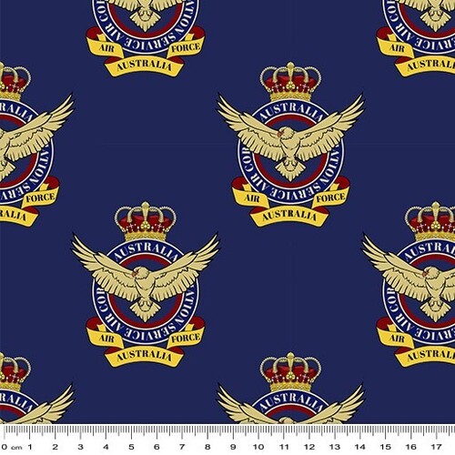 Fabric Remnant- 	 Air Force Centenary Australia Badges 74cm