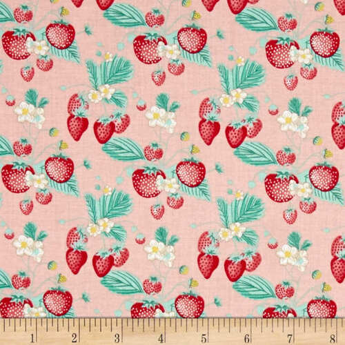 Fabric Remnant -The Shabby Strawberry Strawberries 49cm