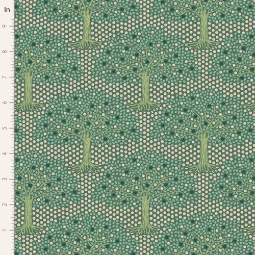 Fabric Remnant -Tilda Hometown Applegarden Trees Sage Pine 49cm