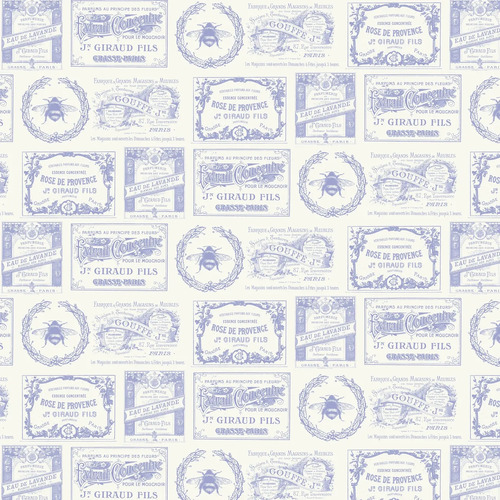 Tanya Whelan Amelie Vintage Signs Fabric TW224 blue