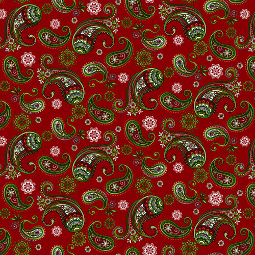 Winter Garden Christmas Paisley Red 2828-88