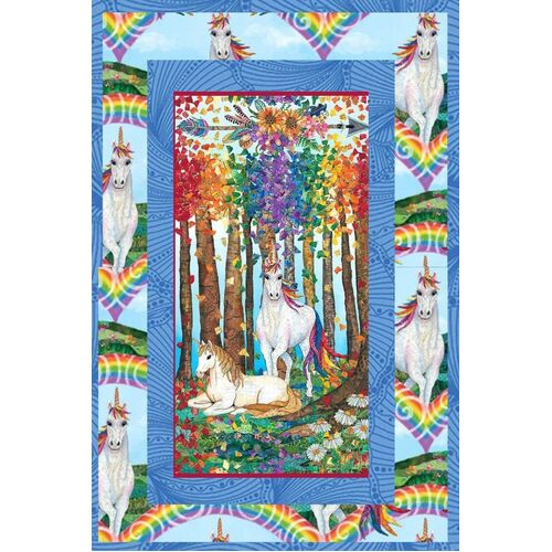 Unicorn-O-Copia Rainbow Unicorns Quilt Panel Fabric Kit