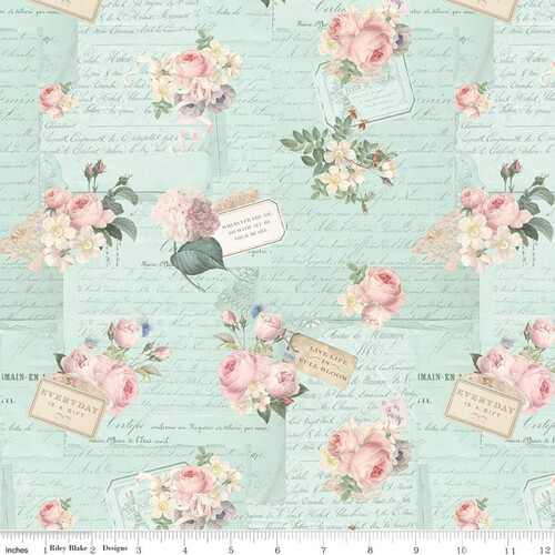 Fabric Remnant-Rose & Violet's Garden Party Songbird 80cm