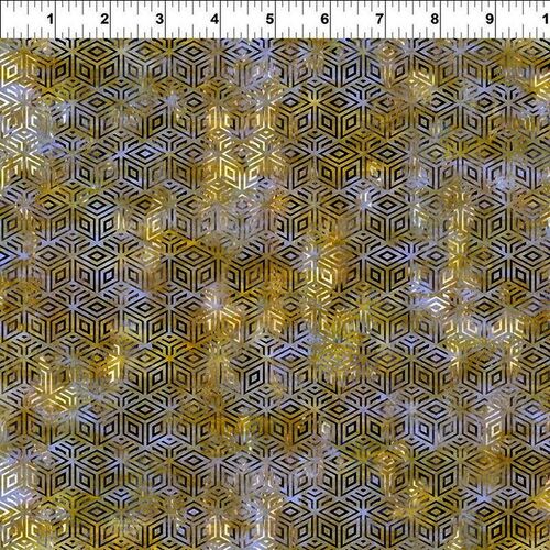 Fabric Remnant- Cosmos Celtic Triangles Silver Gold 80cm