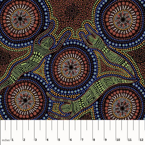 Fabric Remnant- Aboriginal Winter Spirits 60cm