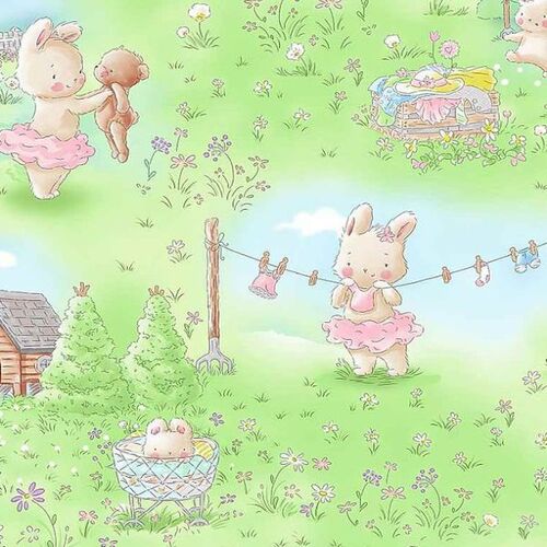 Super Sale Bunny Rabbits in the Meadow Multi TTC7244 