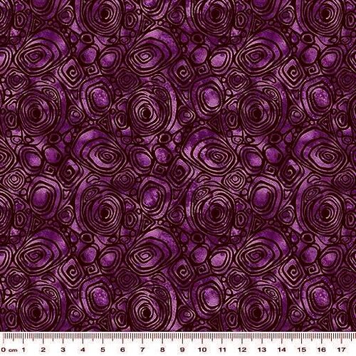 Fabric Remnant -	 Peacock Flourish Rounded Squares 65cm