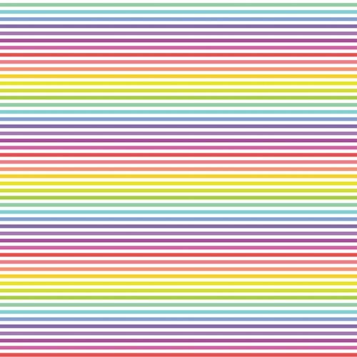 Fabric Remnant-	 Devonstone Stripes White Rainbow Fabric DV2801-66cm