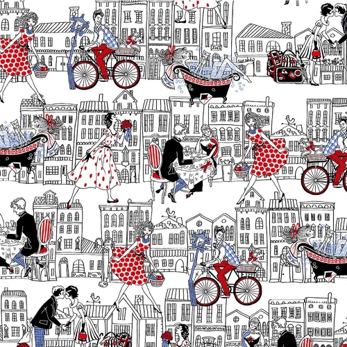 Fabric Remnant-Joie De Vivre Rue Saint Paris Honore 3061/9284W -90cm