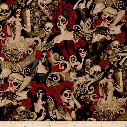 Fabric Remnant-Las Elegantes Dark Smoke 65cm