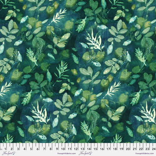 Fabric Remnant-FreeSpirit Into the Woods 2 Tonal Leaf Dance 70cm