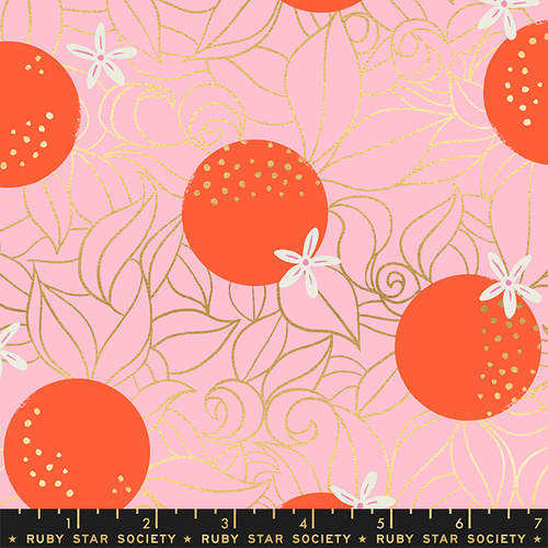 Fabric Remnant- Ruby Star Florida Orange Blossoms Posy 74cm