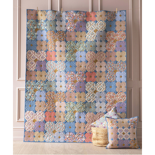 Tilda Wallflower Floral Quilt Kit - PRUSSIAN