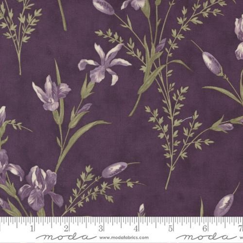 Fabric Remnant-Moda Iris & Ivy Garden Large Floral Plum 77cm