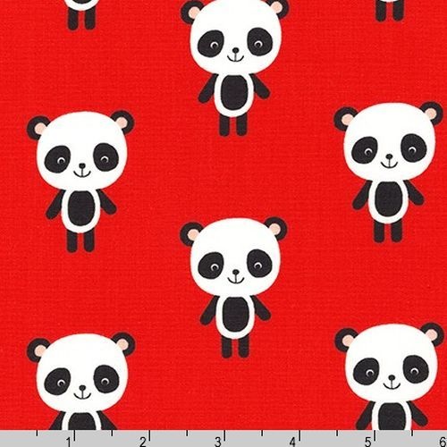 $6.95/Metre - Robert Kaufman Zoologie Pandas Red