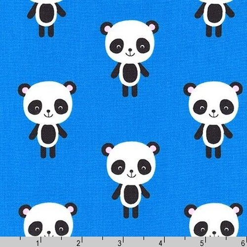 $6.95/Metre - Robert Kaufman Zoologie Pandas Blue