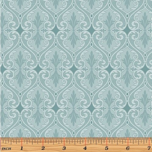 $6.95/Metre - Totally Tulips Damask  Teal 3684