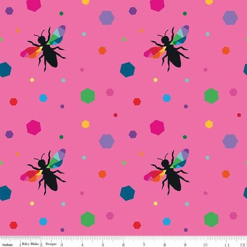 $6.95/Metre -Create Bees Hexie C9805-PINK