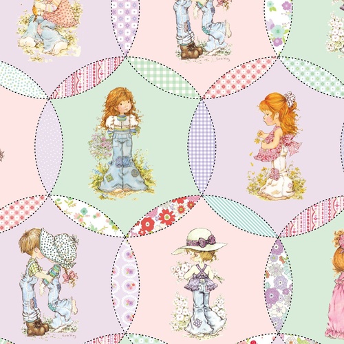 Fabric Remnant- Sarah Kay With Love Character Circles Multi 86cm