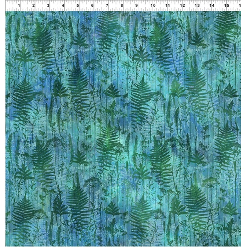 Fabric Remnant- Haven Ferns Teal Blender 80cm