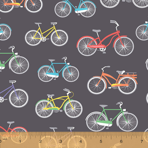 Fabric Remnant- Cubby Bear Flannel Bicycle Bikes 61cm