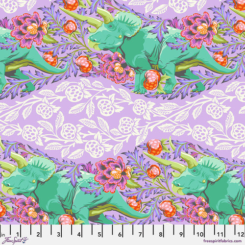 Fabric Remnant -Tula Pink Roar Dinosaur Trifecta 52cm