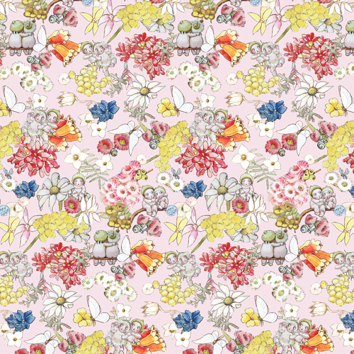 May Gibbs Gumnut Friends Floral Pink MG1016