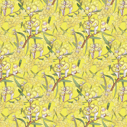 May Gibbs Blossom Babies Wattle Floral Yellow MG1004