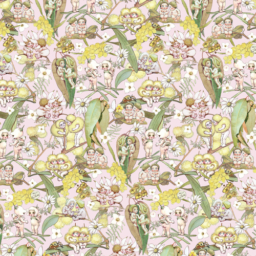 May Gibbs Gossiping Gumnuts Flora Pink MG1000
