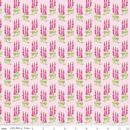 $6.95/Metre -Moda Sweet Melody Tall Flowers Pink