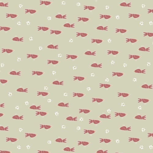 $6.95/Metre - Heartstrings Bird Floral Natalie Bird DV3271