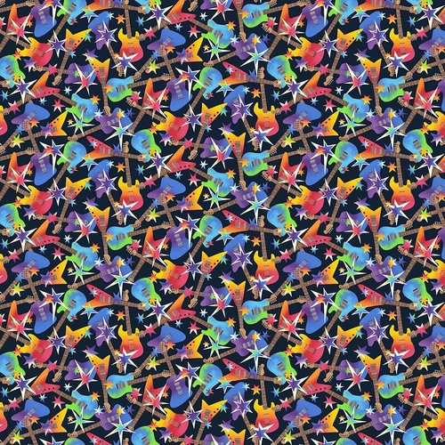 Fabric Remnant- Electric Rock Guitars  35cm