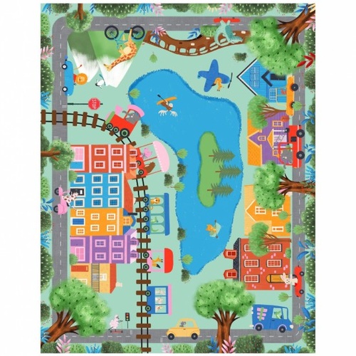 Peak Hour Traffic Transport Road Play Map Quilt Panel 81820-1