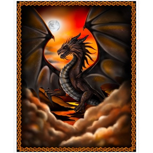 Fire & Fury Scattered Dragons Sun Quilt Panel 81720-101