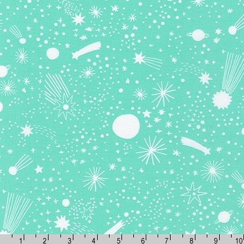 $6.95/Metre -Magical Rainbow Unicorns Galaxy Stars Mint