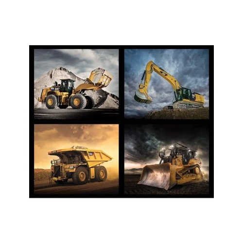 RILEY BLAKE Super Sale CAT ConstructionTrucks 36" Panel P10992