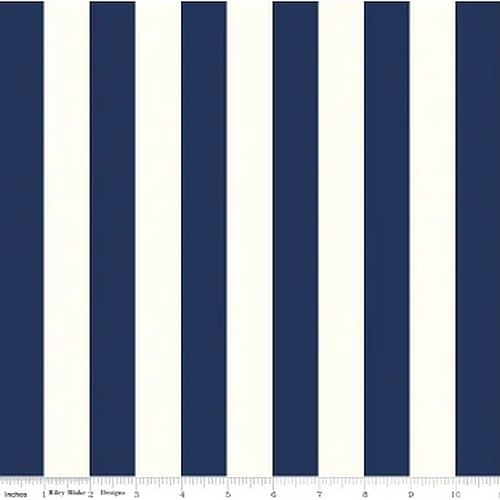 RILEY BLAKE Super Sale 1" Le Creme Stripe Navy C650-21
