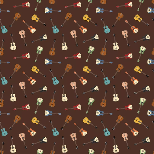 Super Sale Cowboys Scattered Guitars Brown C15496