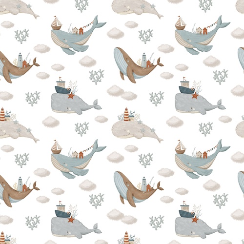 Super Sale Ahoy Nauticle Ocean Whales DV6447