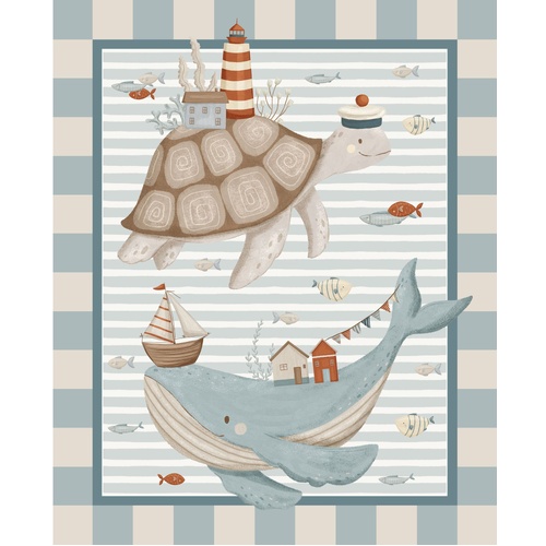 Super Sale Ahoy Nauticle Turtle Whale 36" Panel DV6441