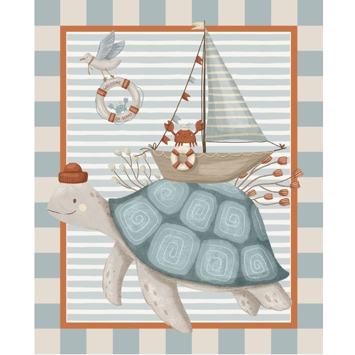 Super Sale Ahoy Nauticle Turtle Sailing Boat 36" Panel DV6440