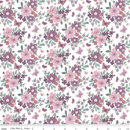 Buds & Butterflies Butterfly Floral White C15350