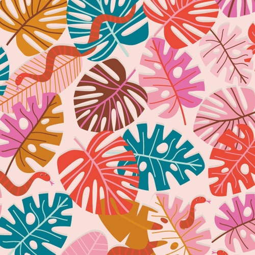 Fabric Remnant-Dashwood Dandelion Jungle Leaves Snakes 72cm