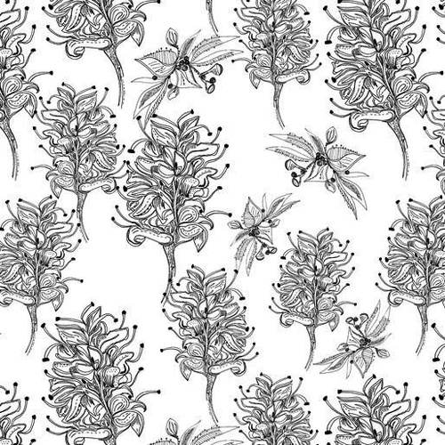 Fabric Remnant-Great Southern Land Grevillea Sketch 49cm