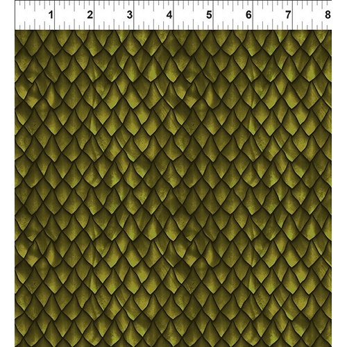 Fabric Remnant-Dragons The Ancients Green Scales 62cm