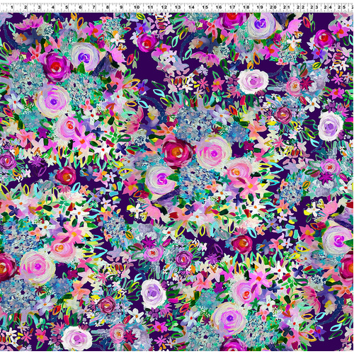 Fabric Remnant- Garden Gems Digital Brilliant Blooms 75cm