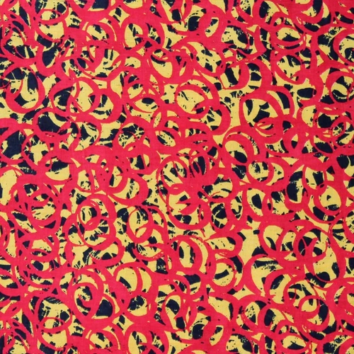 Fabric 2nd - Aboriginal Art Bush Medicine X - Red Per Metre