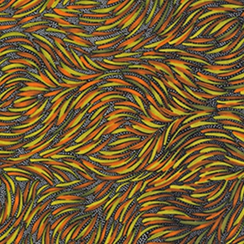 Fabric 2nd - Aboriginal Art Bush Yam - Green Per Metre